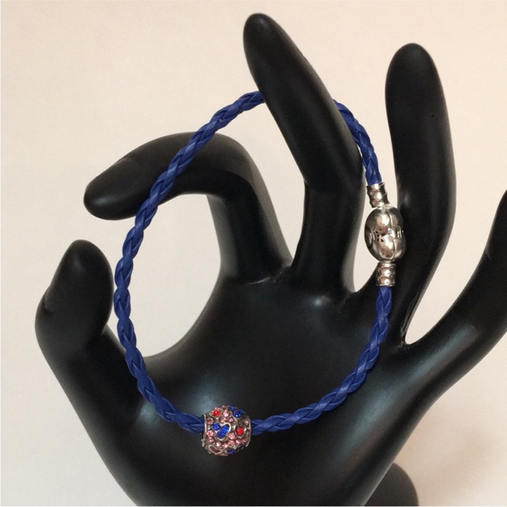 New coated blue leather bracelet